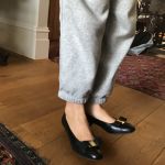Delia is modelling her mother's shoes: Salvatore Ferragamo shoes circa 1990 (black) was a famous shoe that most successful Italian women wore.